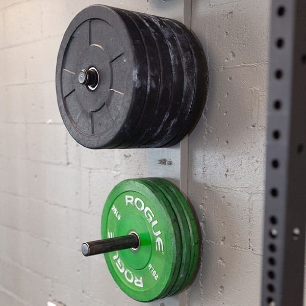 Weights on rack